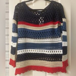 CASUAL Casual Street Striped Open Knit Pullover Women's Sweater Size  Medium NWT